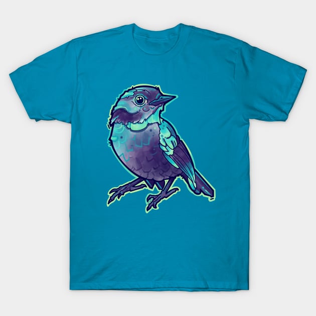 aqua blue little cute bird T-Shirt by weilertsen